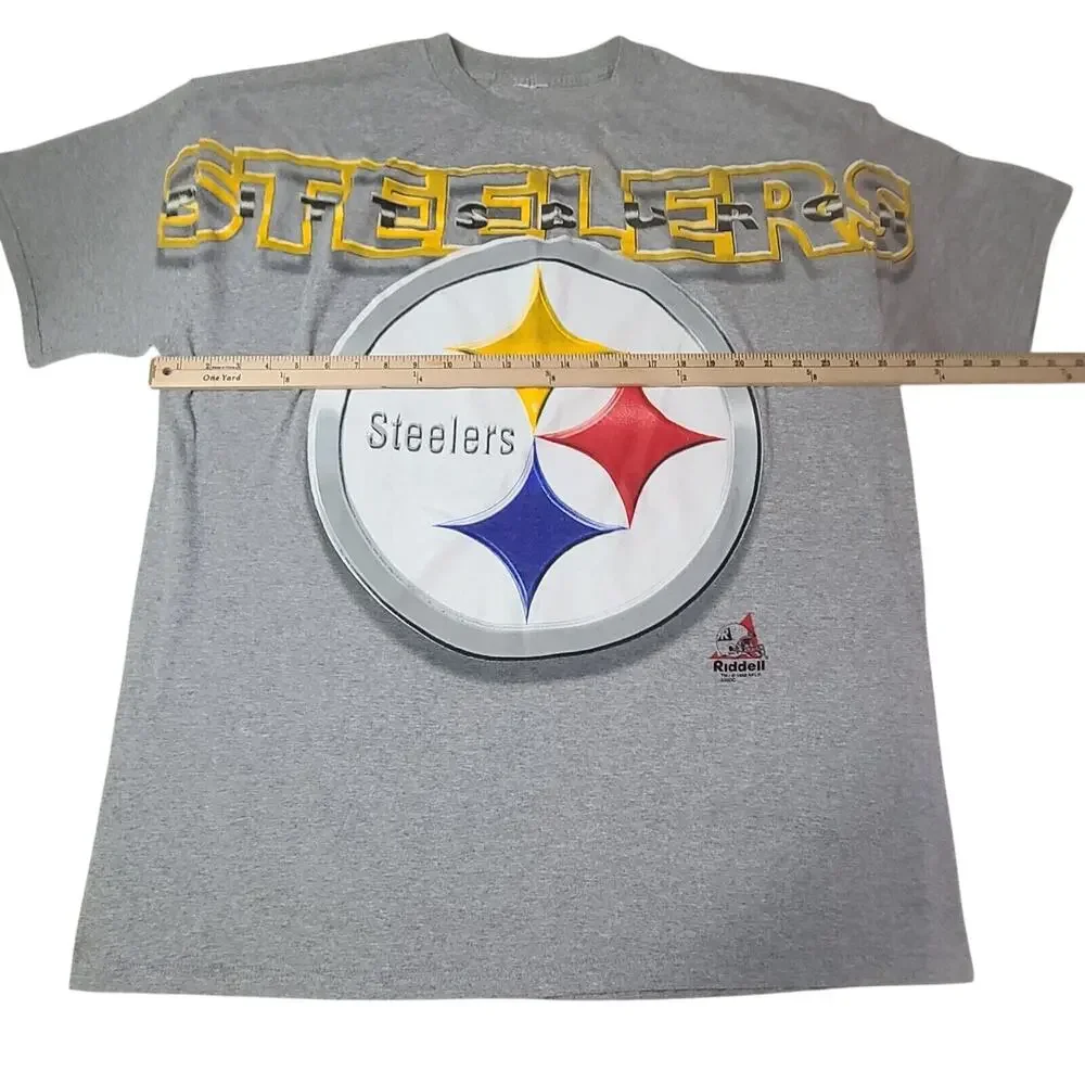 RIDDELL Pittsburgh Steelers Shirt Adult 3XL Gray Short Sleeve NFL Football 1998
